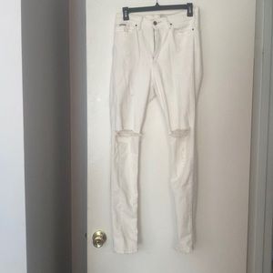 Well-Worn White Calvin Klein Ripped Jeans